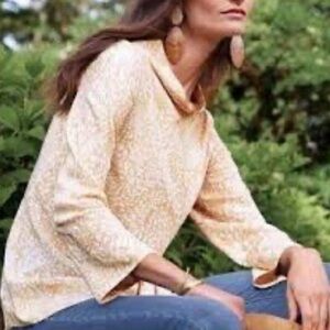 Loungewear Soft Surroundings XL Beige Adrienne Cowl Neck Top Size  Long Sleeve